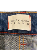 *Alice + Olivia Karrie Embellished Rhinestone Heart Cut-Outs High-Rise Wide Leg Jeans, Size 29 (8)