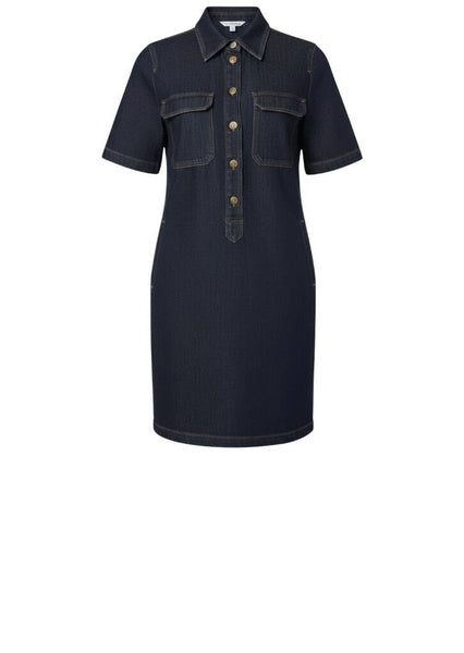*NWT Veronica Beard Koulis Dark Denim Short Sleeve Collared Button Up Mini Shirtdress, Size 6
