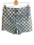 *NWT THE GREAT. The Easy Cut Off Daisy & Check High-Rise Frayed Hem Denim Shorts, Size 26 (2)
