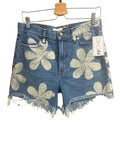 *NWT THE GREAT. The Easy Cut Off Daisy & Check High-Rise Frayed Hem Denim Shorts, Size 26 (2)