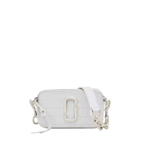 ^Marc Jacobs The Snapshot Crocodile Embossed Leather Double J Logo Top Zip Chain Shoulder Strap Camera Bag