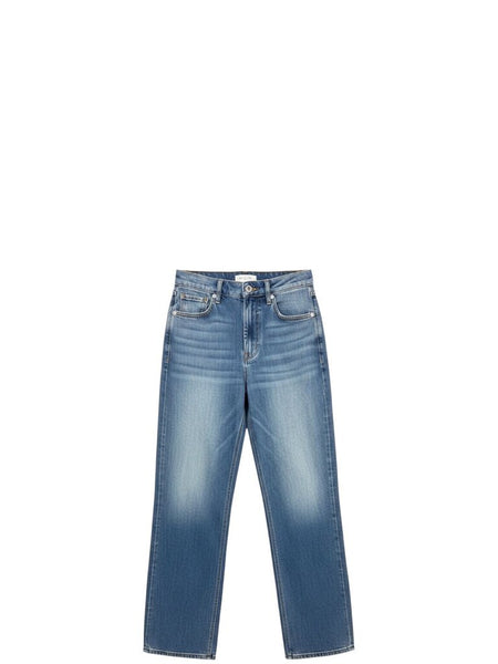 ^Rag & Bone Liquid Miramar Lightweight Rayon Trompe L'oeil High-Rise Zip Fly Wide-Leg Jeans, Size 25(0)