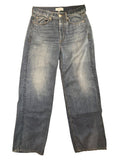 *Rag & Bone Liquid Miramar Lightweight Rayon Trompe L'oeil High-Rise Zip Fly Wide-Leg Jeans, Size 25(0)
