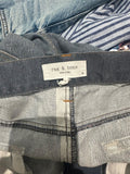 *Rag & Bone Liquid Miramar Lightweight Rayon Trompe L'oeil High-Rise Zip Fly Wide-Leg Jeans, Size 25(0)