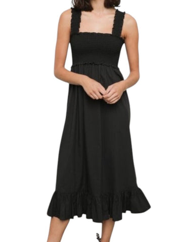 *NWT Rails Rumi Cotton Poplin Smocked Bodice & Straps Flounce Hem Midi Dress, Size S