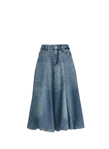 *Sea New York Amari Denim High-Rise Bubble Hem Midi Jean Skirt, Size 2