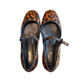 *Larroude Blair Calf Hair Leopard Print Mary Jane Flats, Size 7.5