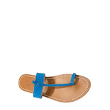 *K.Jacques Ganges Suede & Leather Toe Ring T-Bar Flat Slide Sandals, Size 40