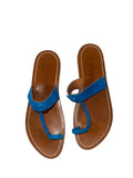 *K.Jacques Ganges Suede & Leather Toe Ring T-Bar Flat Slide Sandals, Size 40