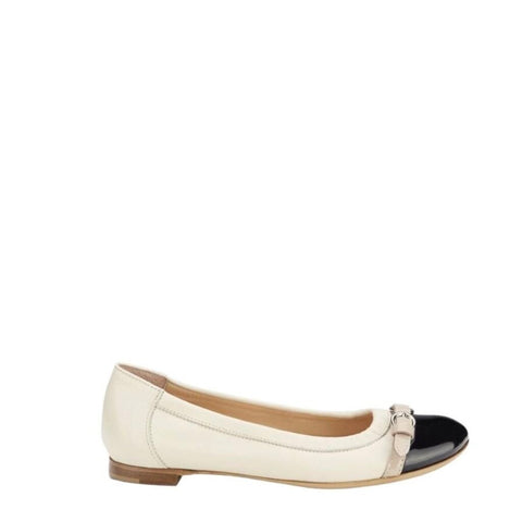 ^AGL Monika Leather Patent Toecap Buckle Trim Ballet Flat, Size 39.5