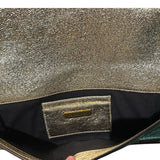 *Tory Burch Serif Textured Metallic Leather Cut Out Miller Logo Clutch