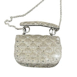*Valentino Garavani Rockstud Glitter Beaded Leather Twist Lock Top Handle Chain Strap Crossbody Bag