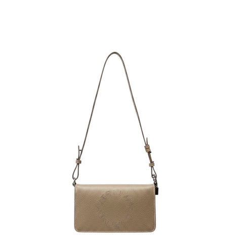 ^Stella McCartney Mini Logo Faux Leather Raised Stud Logo Flap Closure Crossbody Bag