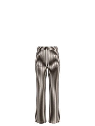 *Veronica Beard Zosia Knit Stripe High-Rise Elastic Tie Waist Patch Pocket Wide Leg Pants, Size M
