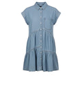 *Veronica Beard Harrow Cotton Chambray Cap Sleeve Snap Front Tiered Mini Shirt Dress, Size 2 (XS)