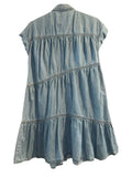 *Veronica Beard Harrow Cotton Chambray Cap Sleeve Snap Front Tiered Mini Shirt Dress, Size 2 (XS)