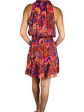 ^A.L.C. Cory Silk Paisley Sleeveless Halter Neck Smocked Waist Mini Dress, Size 4
