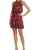 ^A.L.C. Cory Silk Paisley Sleeveless Halter Neck Smocked Waist Mini Dress, Size 4