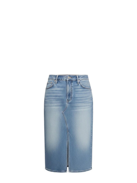 ^NWT Mother The Ditcher A-Line Denim Five Pocket Slit Front Knee Length Skirt, Size 29 (8)