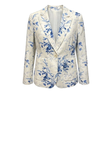 *NWT L.K. Bennett JK Fleur Cotton & Linen Floral Notch Collar Single Button Blazer Jacket, Size 6