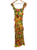 *NWT Milly Tulip Rosette Ruffle Chiffon Floral Sleeveless Scoop Neck Maxi Dress, Size 6