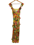 *NWT Milly Tulip Rosette Ruffle Chiffon Floral Sleeveless Scoop Neck Maxi Dress, Size 6