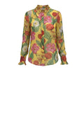 *NWT Milly Tulip Rosette Chiffon Floral Long Sleeve Collared Button-Up Shirt Top, Size S