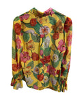*NWT Milly Tulip Rosette Chiffon Floral Long Sleeve Collared Button-Up Shirt Top, Size S