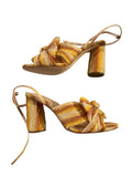 *NWT Loeffler Randall Camellia Pleated Faille Knot Bow Vamp Block Heel Sandals w/Box, Size 8