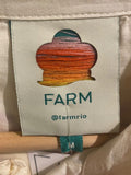 *Farm Rio Palms Paradise Sand Embroidered Cotton Long Sleeve Button Up Shirt Top, Size M