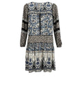 *Sea NY Gemma Cotton Floral Blockprints Balloon Sleeve Round Neck Button Front Mini Dress, Size 6