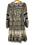 *Sea NY Gemma Cotton Floral Blockprints Balloon Sleeve Round Neck Button Front Mini Dress, Size 6