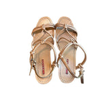 *AS IS Prada Leather Straps & Knots Platform Cork 4" Wedge Sandal, Size 38.5