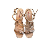 *AS IS Prada Leather Straps & Knots Platform Cork 4" Wedge Sandal, Size 38.5