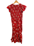 *Sea NY Alessia Cotton Floral Flutter Sleeve V-Neck Smocked Tiered Midi Dress, Size 6