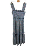 *Sea NY Lilly Cotton Floral Ruffle Trim Wide Strap Cami Square Neck Smocked Midi Dress, Size M