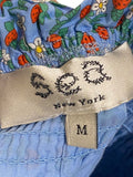 *Sea NY Lilly Cotton Floral Ruffle Trim Wide Strap Cami Square Neck Smocked Midi Dress, Size M