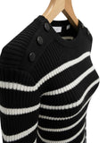 *Equipment Ancelin Cotton & Cashmere Stripe Button Shoulder Crew Neck Sweater, Size XS