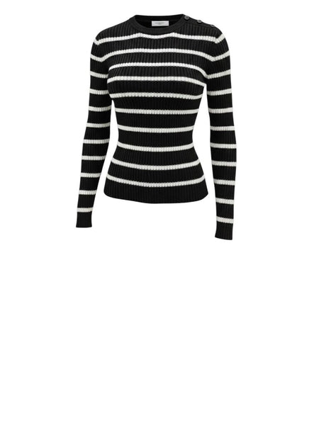 *Equipment Ancelin Cotton & Cashmere Stripe Button Shoulder Crew Neck Sweater, Size XS