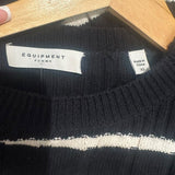 *Equipment Ancelin Cotton & Cashmere Stripe Button Shoulder Crew Neck Sweater, Size XS