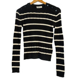 *Equipment Ancelin Cotton & Cashmere Stripe Button Shoulder Crew Neck Sweater, Size XS