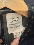 *Cinq a Sept Ashton Embroidered Denim Short Sleeve Round Neck Mini Shift Dress, Size 00