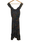 *Ramy Brook Avayah Chiffon Floral Sleeveless Ruffle V-Neck Hi/Lo Hem Midi Dress, Size XS
