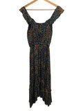 *Ramy Brook Avayah Chiffon Floral Sleeveless Ruffle V-Neck Hi/Lo Hem Midi Dress, Size XS