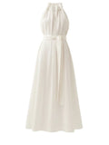 *NWT Aje. Muriel Linen Blend Sleeveless Halter High Crew Tie Back Bow Midi Dress, Size AU 6=US 2