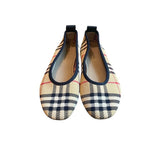 *Burberry Ralf Vintage Check Stretch Knit & Leather Round Toe Ballet Flats, Size 38.5