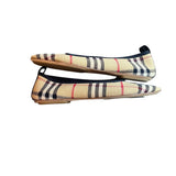 *Burberry Ralf Vintage Check Stretch Knit & Leather Round Toe Ballet Flats, Size 38.5