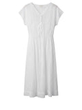 *Suzie Kondi Madeira Cotton Eyelet Cap Sleeve Round Neck Button Front Midi Dress, Size XL