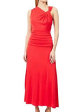 *NWT Me+Em Asymmetric Crepe Stretch Knit Sleeveless Ruched Waist Maxi Dress, Size 10