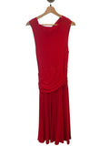 *NWT Me+Em Asymmetric Crepe Stretch Knit Sleeveless Ruched Waist Maxi Dress, Size 10